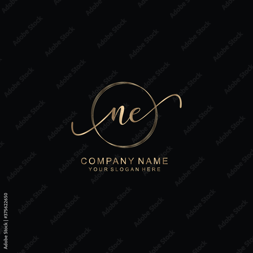 NE Initial handwriting logo template vector NE Initial handwriting logo template vector