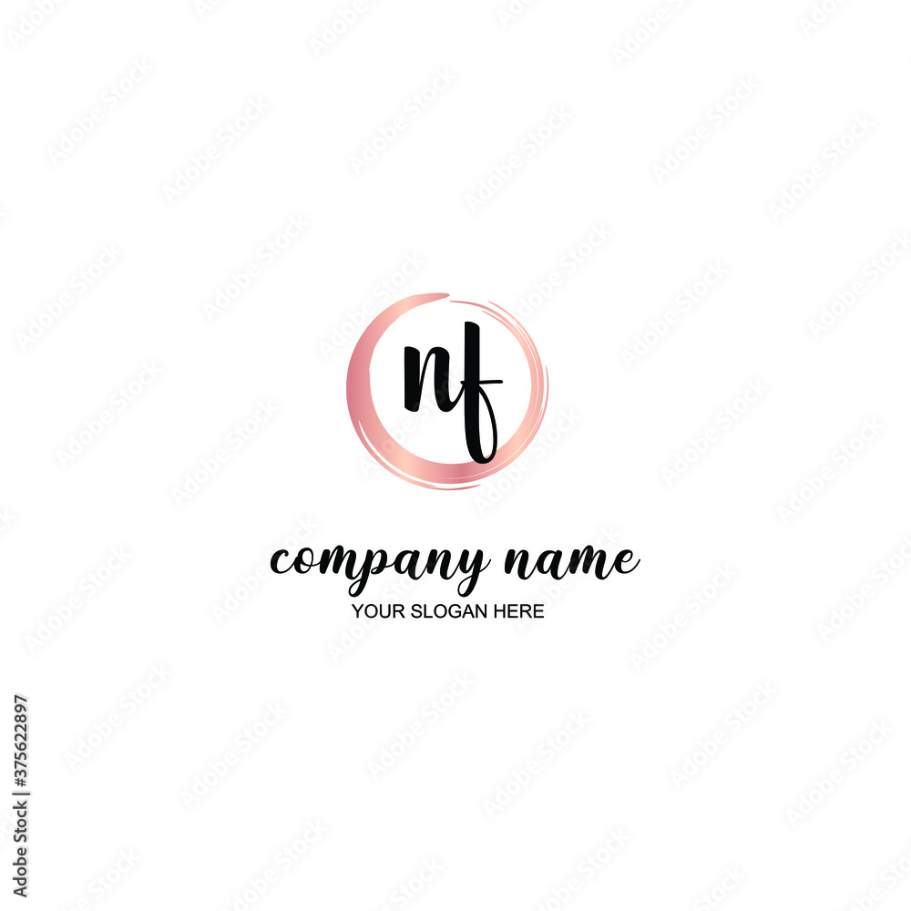 NF Initial handwriting logo template vector NF Initial handwriting logo template vector
