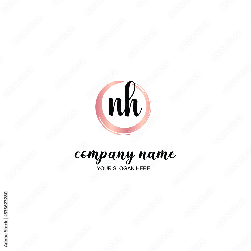 NH Initial handwriting logo template vector NH Initial handwriting logo template vector