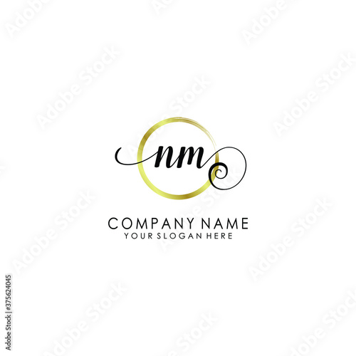 Fototapeta Naklejka Na Ścianę i Meble -  NM Initial handwriting logo template vector