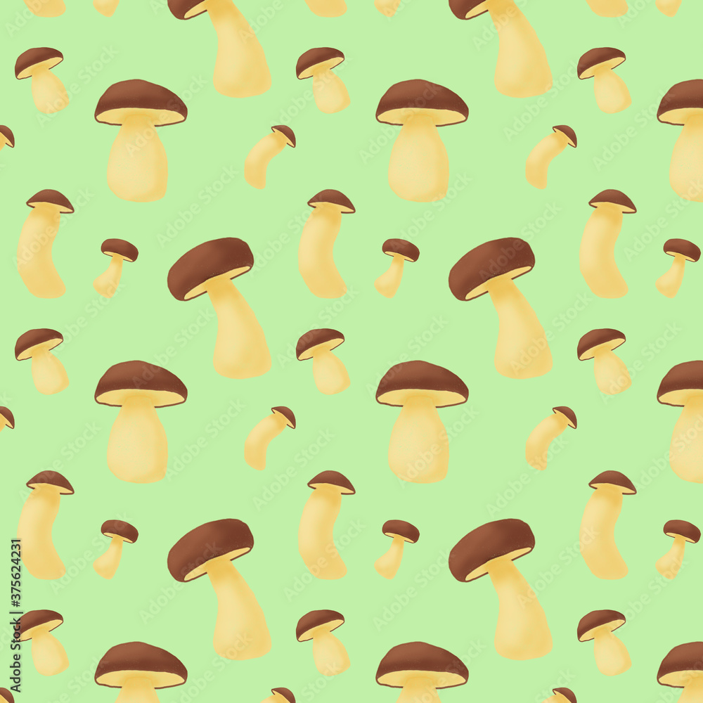 seamless pattern with mushrooms