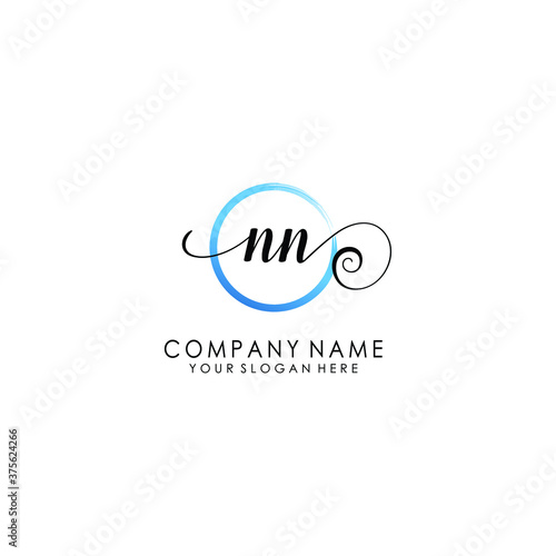 Fototapeta Naklejka Na Ścianę i Meble -  NN Initial handwriting logo template vector
