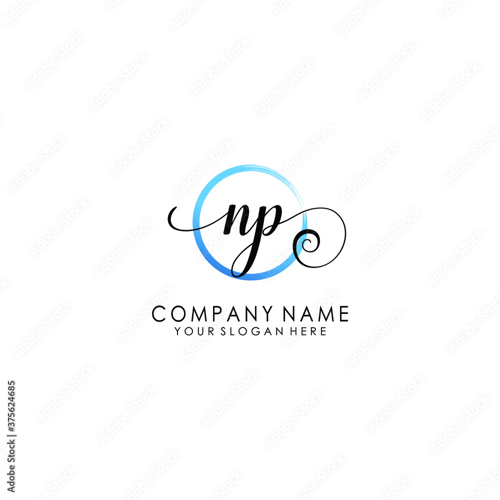 NP Initial handwriting logo template vector NP Initial handwriting logo template vector