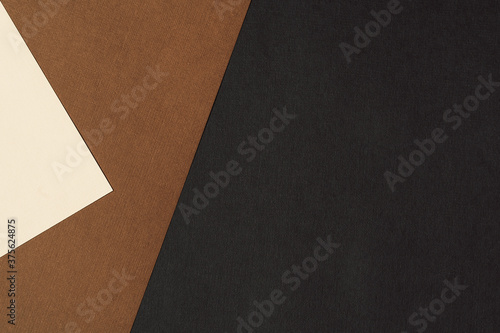 Paper for pastel overlap in black, beige and terracotta colors for background, banner, presentation template. Creative modern trendy background design in natural colors. Trendy paper for pastel