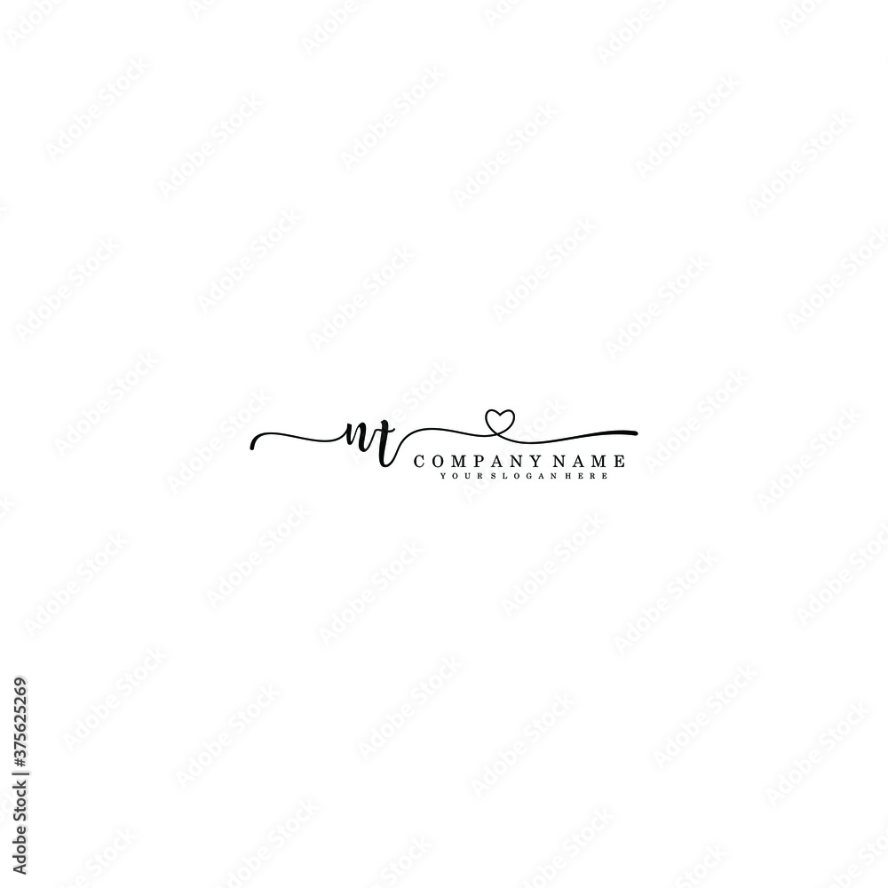 NT Initial handwriting logo template vector NT Initial handwriting logo template vector