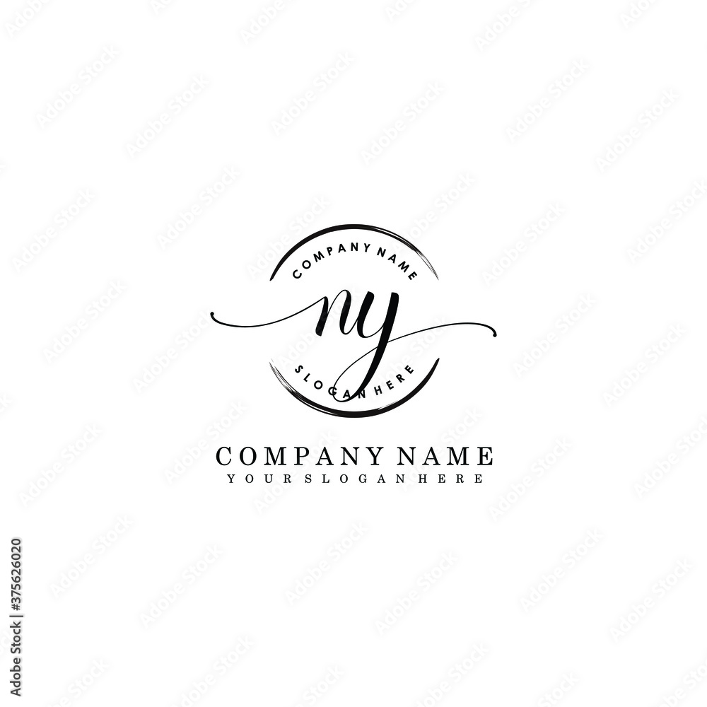 NY Initial handwriting logo template vector