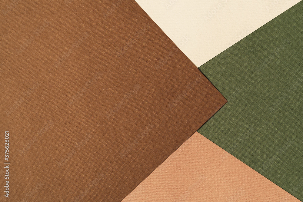 Paper for pastel overlap in beige, green and terracotta colors for background, banner, presentation template. Creative modern trendy background design in natural colors. Trendy paper for pastel