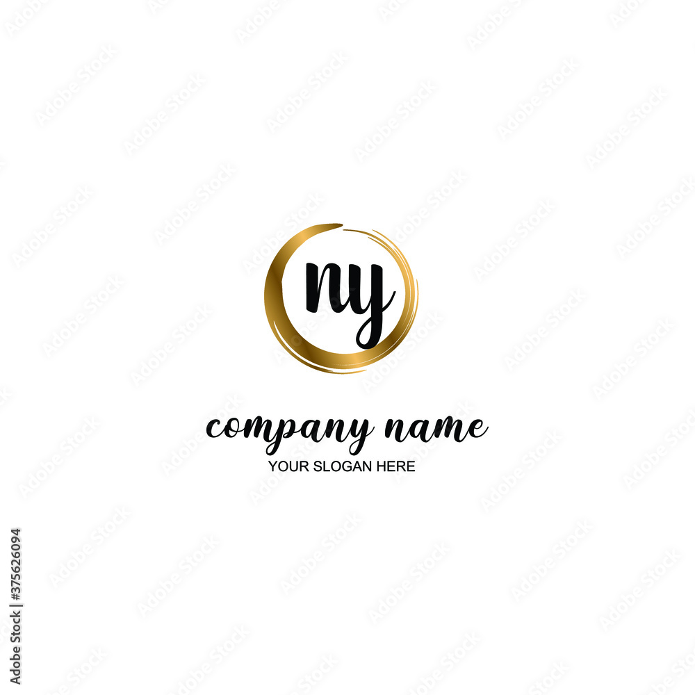 NY Initial handwriting logo template vector NY Initial handwriting logo template vector