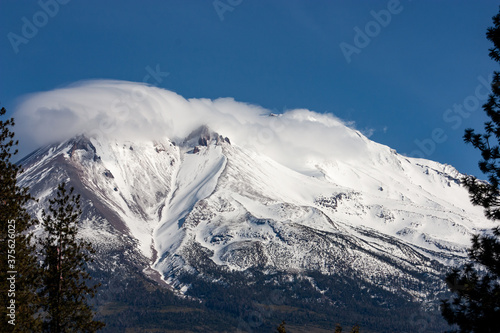 Glacier and Clouds on Mt. Shasta from Weed, CA