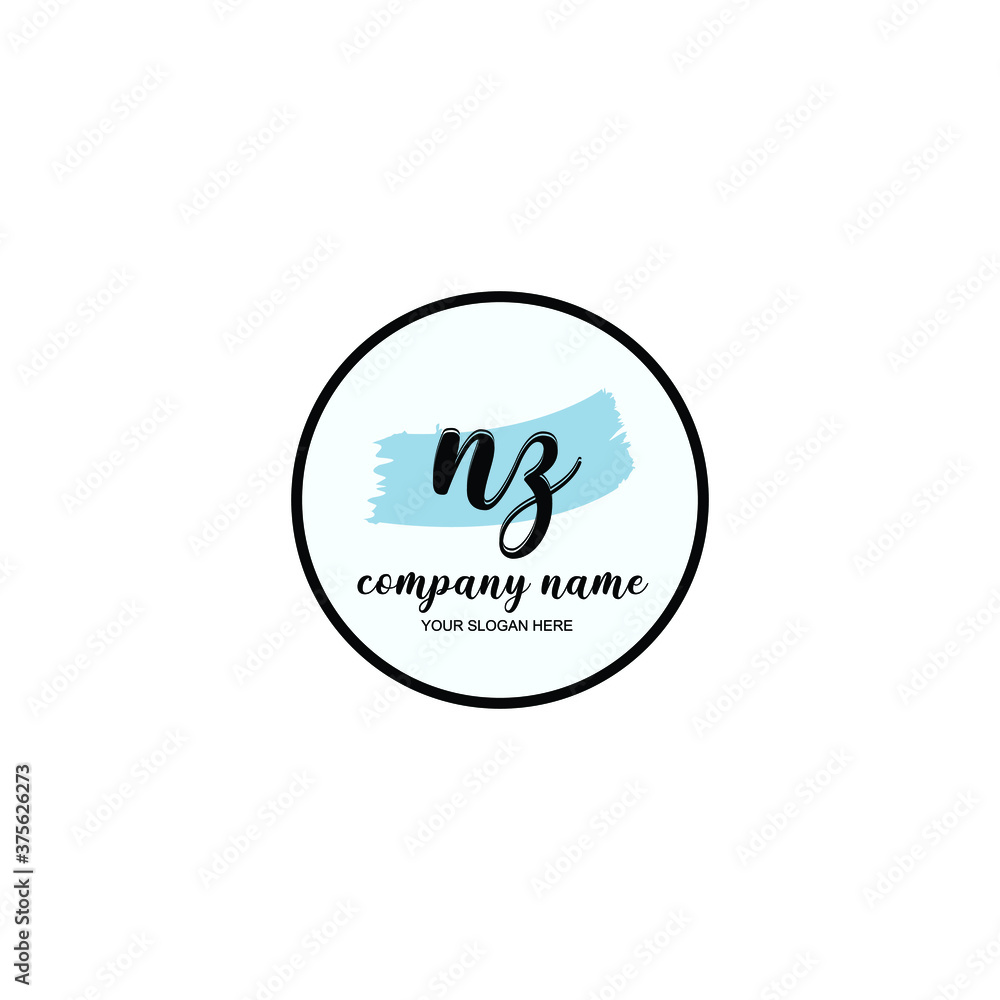 NZ Initial handwriting logo template vector NZ Initial handwriting logo template vector
