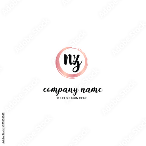 NZ Initial handwriting logo template vector