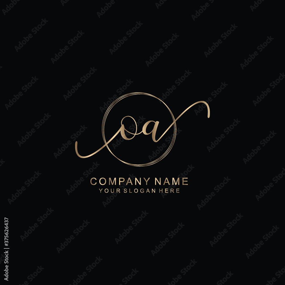 OA Initial handwriting logo template vector OA Initial handwriting logo template vector