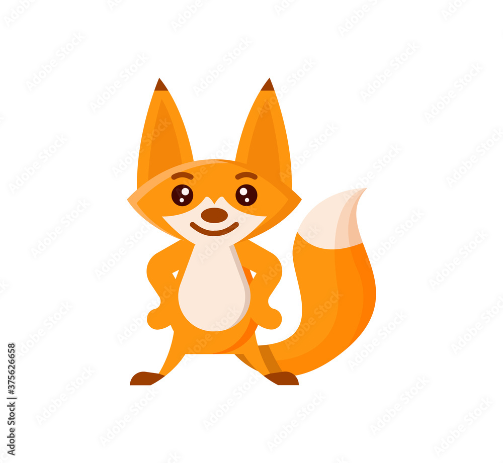 Fox character flat style isolated on white background. Animal cartoon. Vector stock. Fox character flat style isolated on white background. Animal cartoon. Vector stock.