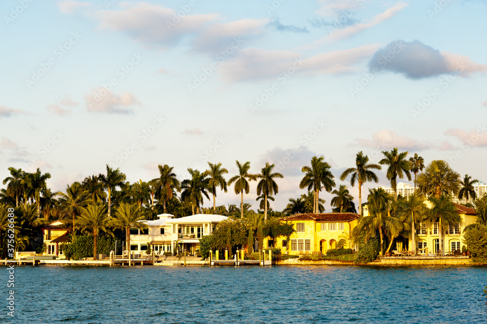 Multi-million dollar waterfront mansion homes on Star Island South Miami Beach Florida