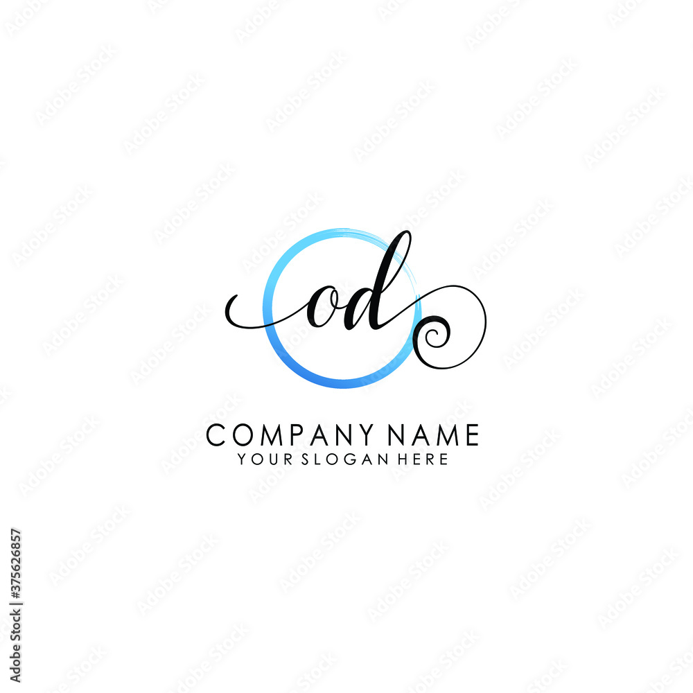 OD Initial handwriting logo template vector