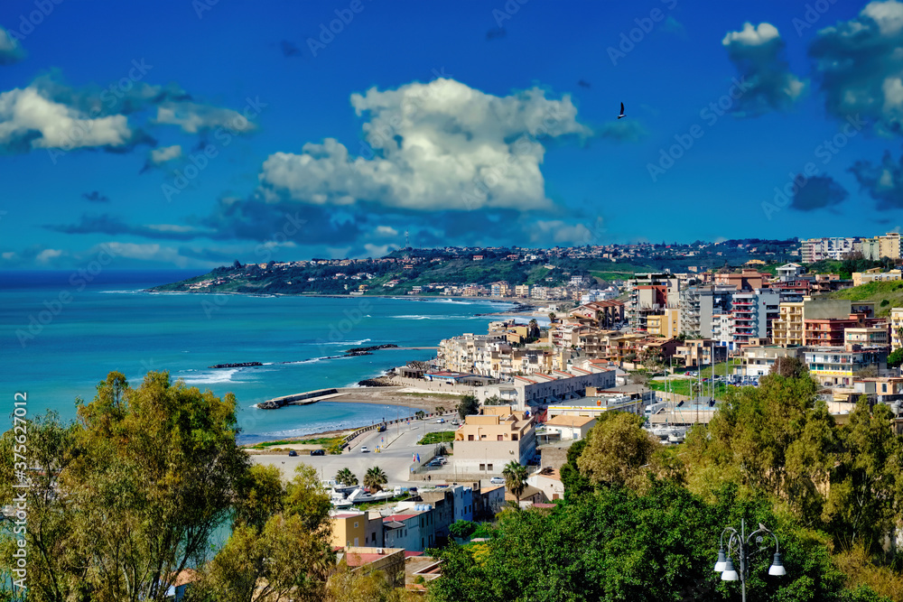 Panorama on the town and port of Sciacca Sicily Italy