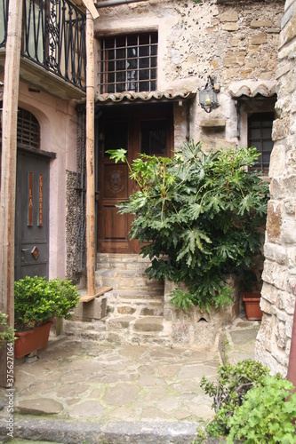 old building in an alley in the old town of agricola, cilento national park, salerno province, campania, italy
