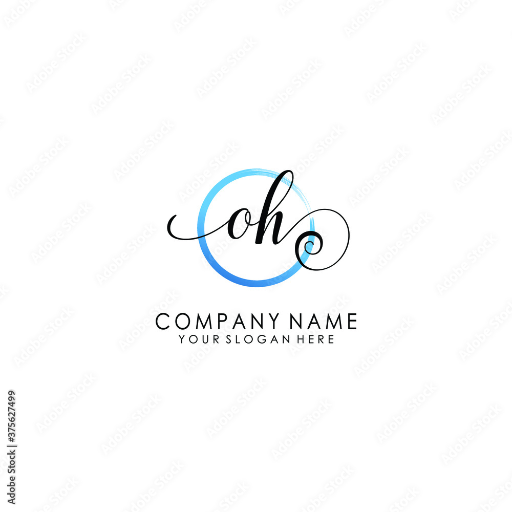 OH Initial handwriting logo template vector OH Initial handwriting logo template vector