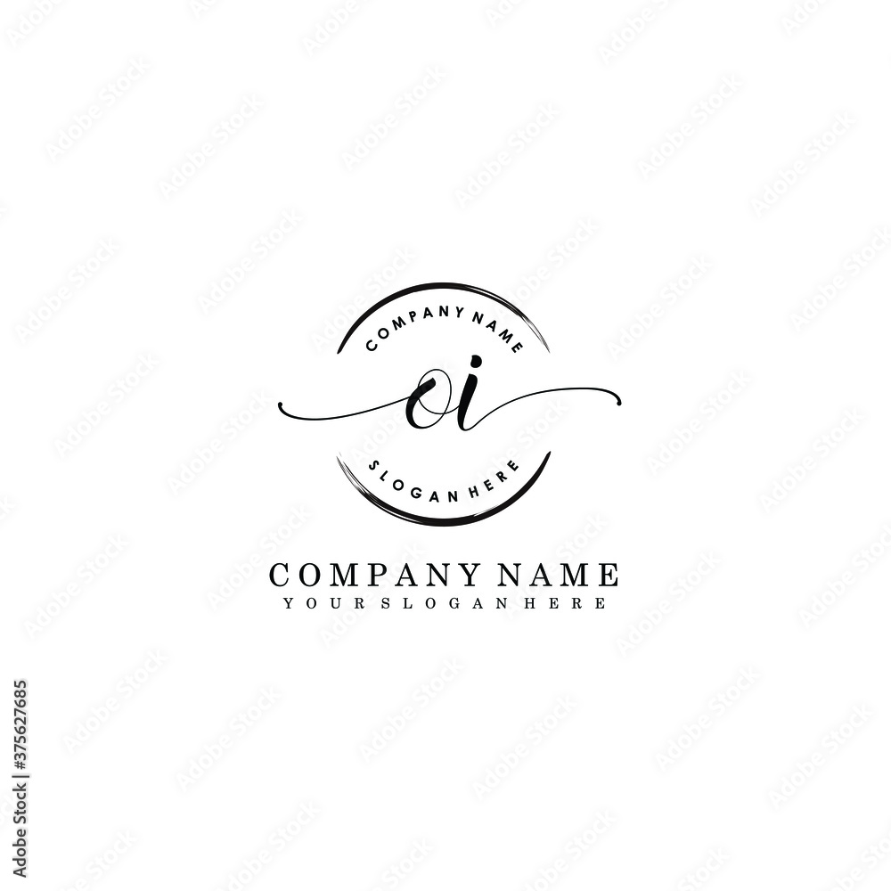 OI Initial handwriting logo template vector OI Initial handwriting logo template vector