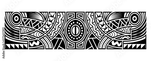 Abstract tribal art tattoo sleeve in polynesian style