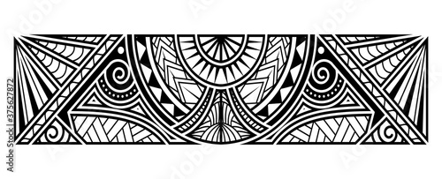 Art tattoo sleeve in polynesian style border