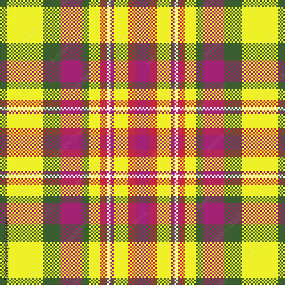Pixel background vector design. Modern seamless pattern plaid. Square texture fabric. Tartan scottish textile. Beauty color madras ornament. Pixel background vector design. Modern seamless pattern plaid. Square texture fabric. Tartan scottish textile. Beauty color madras ornament.