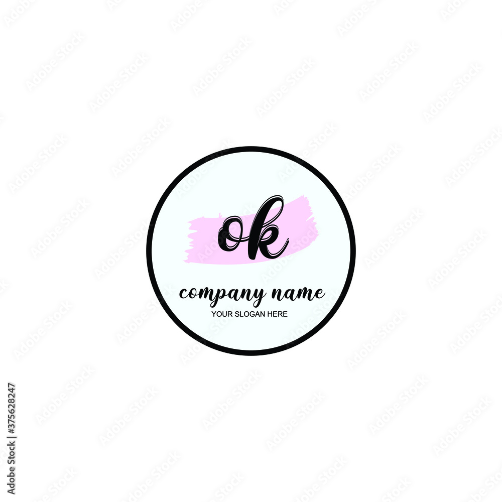 OK Initial handwriting logo template vector