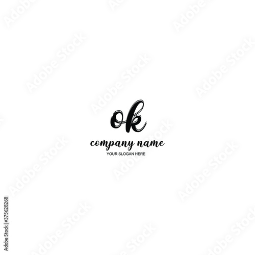 OK Initial handwriting logo template vector