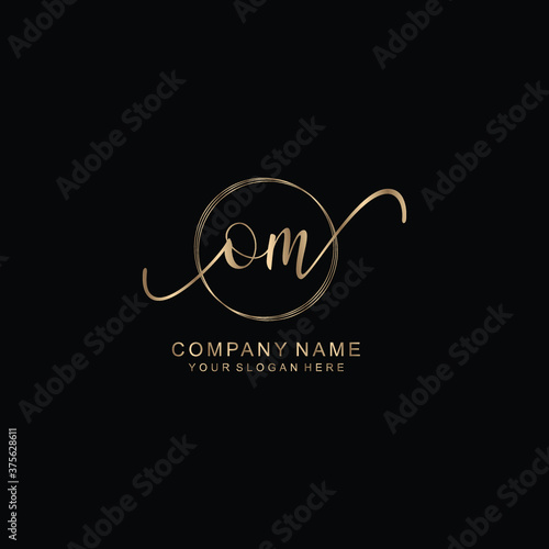 OM Initial handwriting logo template vector