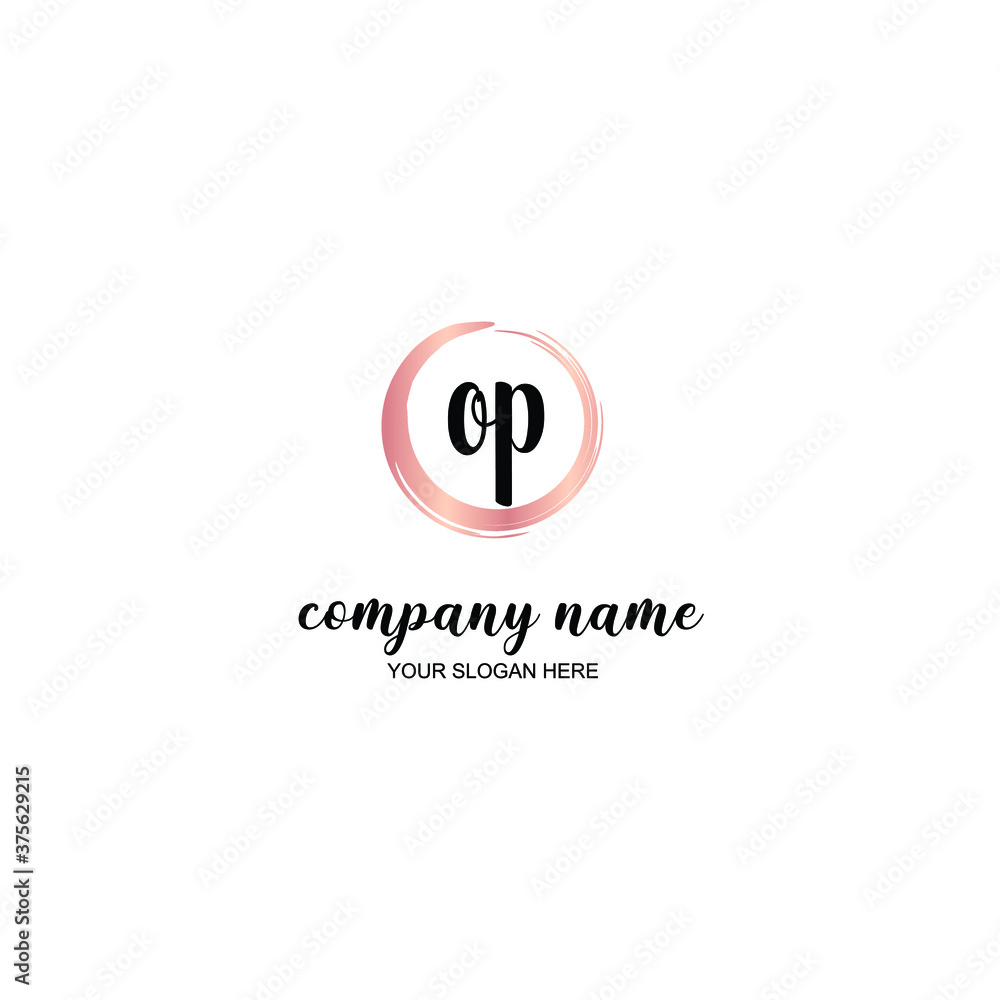 OP Initial handwriting logo template vector
