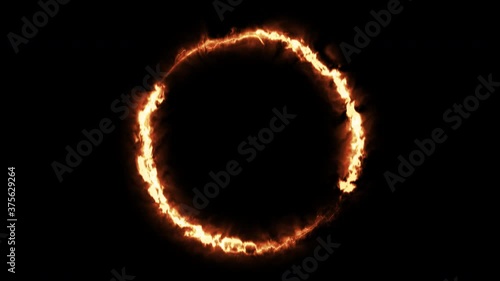 A flaming ring of fire burns in a seamless loop on an alpha channel background.