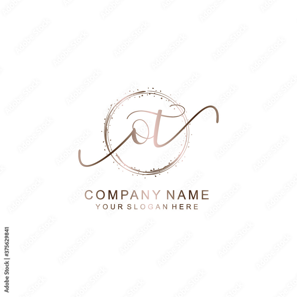 OT Initial handwriting logo template vector