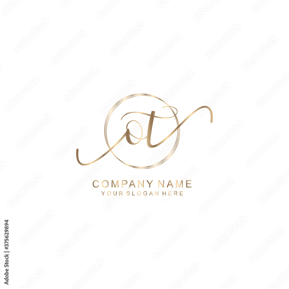OT Initial handwriting logo template vector OT Initial handwriting logo template vector