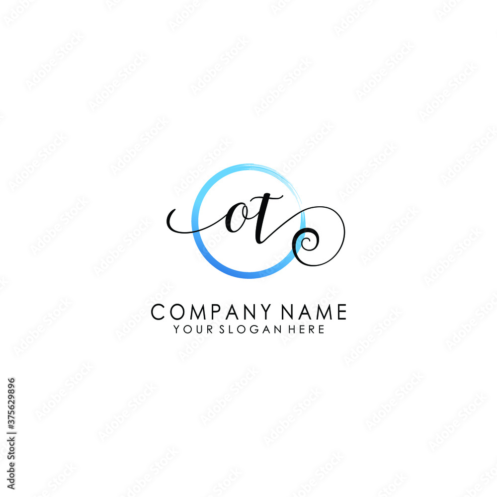 OT Initial handwriting logo template vector OT Initial handwriting logo template vector