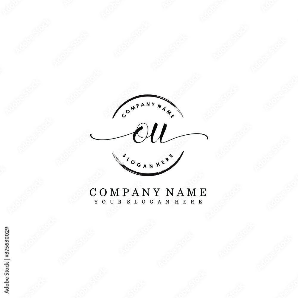 OU Initial handwriting logo template vector OU Initial handwriting logo template vector