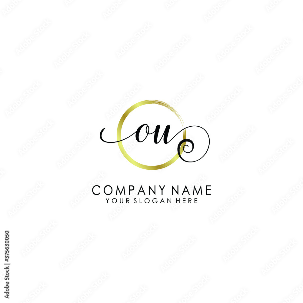 OU Initial handwriting logo template vector OU Initial handwriting logo template vector