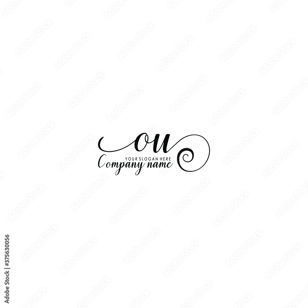 OU Initial handwriting logo template vector OU Initial handwriting logo template vector