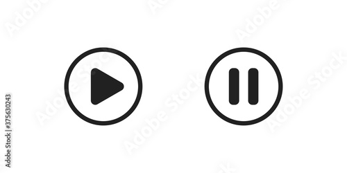 Play and pause button icon design. Video player symbol for app and web