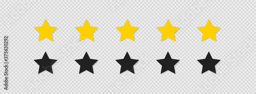 Five stars rating icon set vector icon. Flat isolated button for concept web design on transparent background