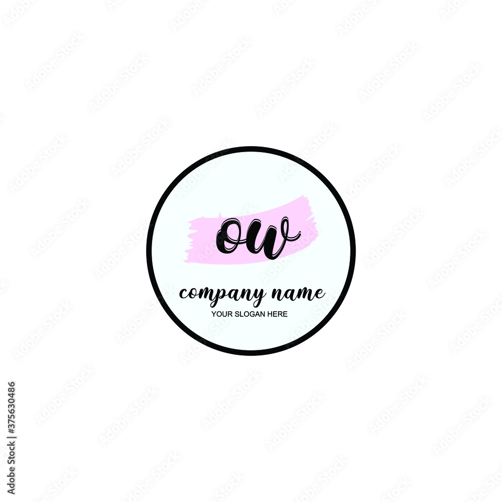 OW Initial handwriting logo template vector OW Initial handwriting logo template vector