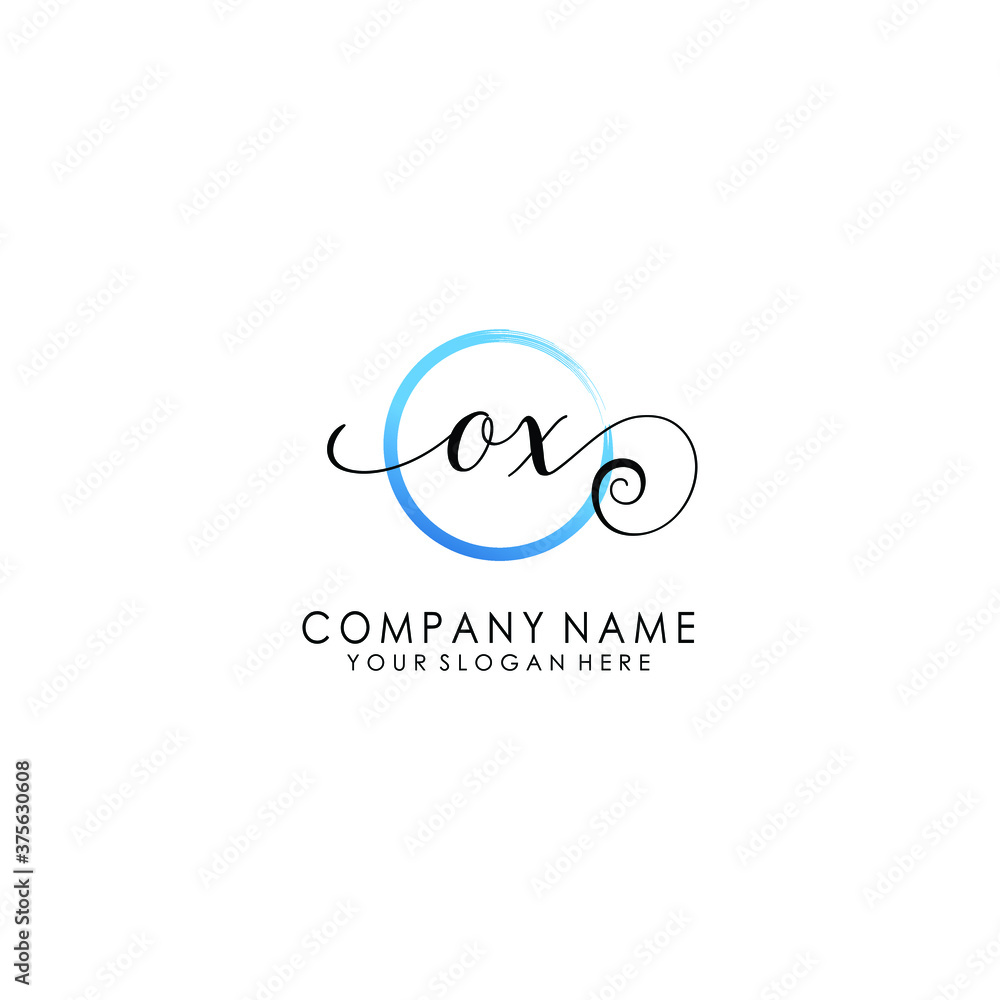 OX Initial handwriting logo template vector OX Initial handwriting logo template vector