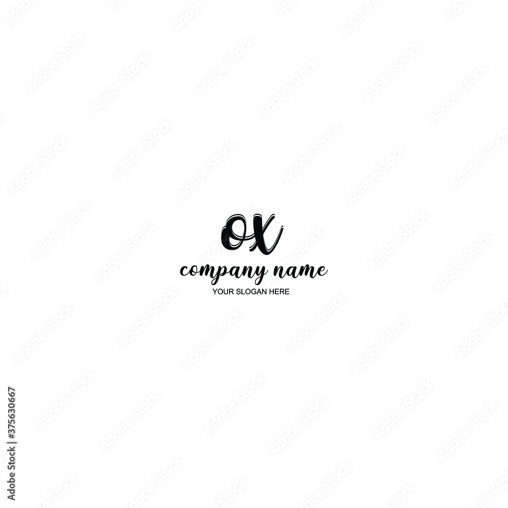 OX Initial handwriting logo template vector OX Initial handwriting logo template vector