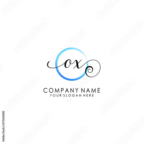 OX Initial handwriting logo template vector