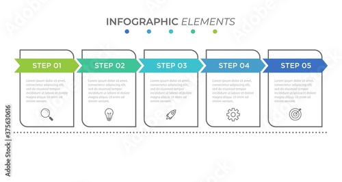 Business process infographic template. Thin line design with numbers 5 options or steps. Vector illustration graphic design