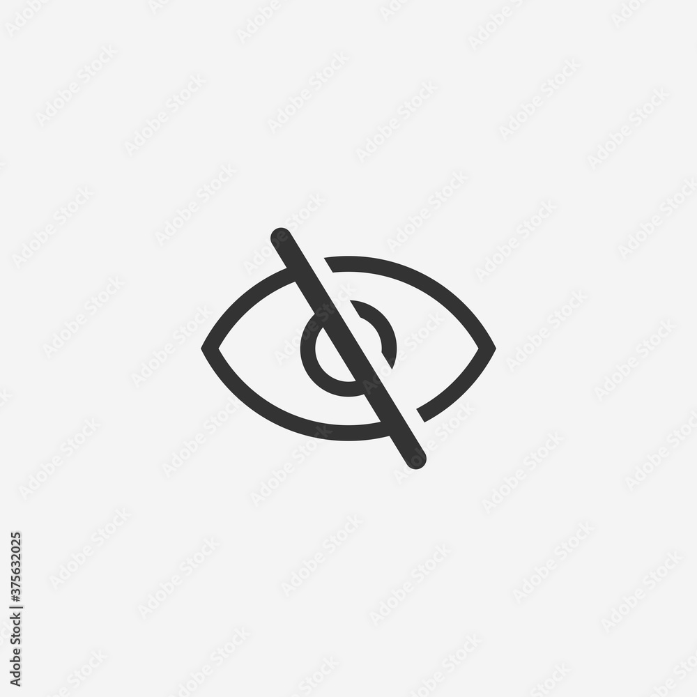 Cross on eye icon. No view symbol modern, simple, vector, icon for website design, mobile app, ui. Vector Illustration Cross on eye icon. No view symbol modern, simple, vector, icon for website design, mobile app, ui. Vector Illustration