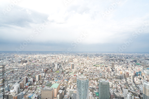 Tokyo  Japan - Mar 28  2019 Asia business concept for real estate and corporate construction - panoramic modern city skyline aerial view of Ikebukuro in tokyo  Japan