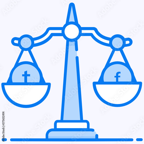
Social media law, law scale vector style 
