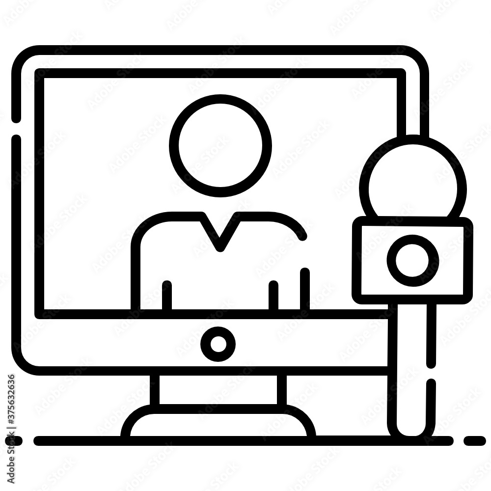 Mic with an online person vector, live news
Mic with an online person vector, live news