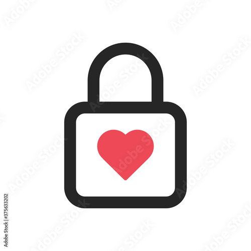 Lock heart icon. Padlock symbol modern, simple, vector, icon for website design, mobile app, ui. Vector Illustration