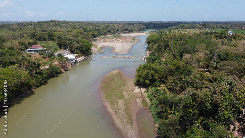 the progo river in the dry season